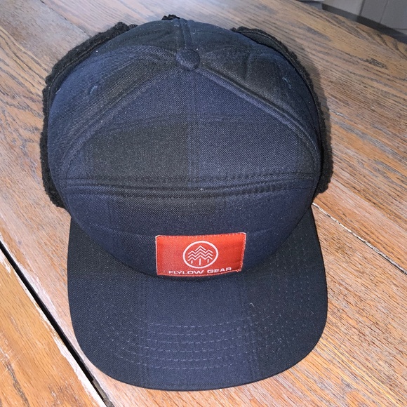 FLYLOW GEAR  walleye plaid blue black hat/ear flaps/S/M - Picture 1 of 4